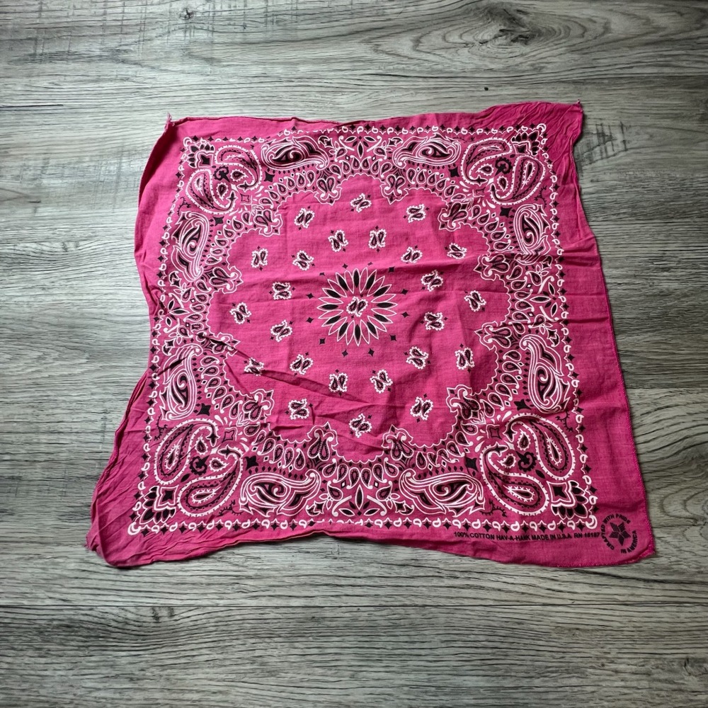Hav-A-Hank Bandana Unisex OS Pink Purple Paisley Cotton Made in USA 2-Pack Set